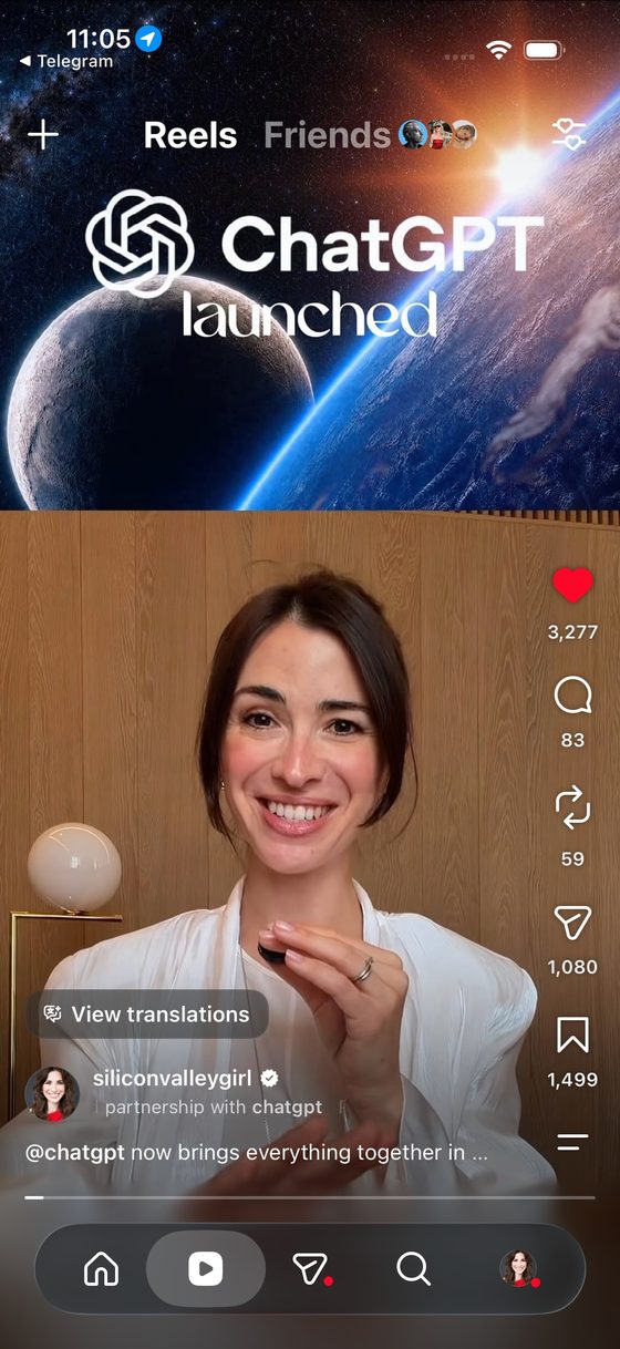 Frame from the ChatGPT Instagram Reel
