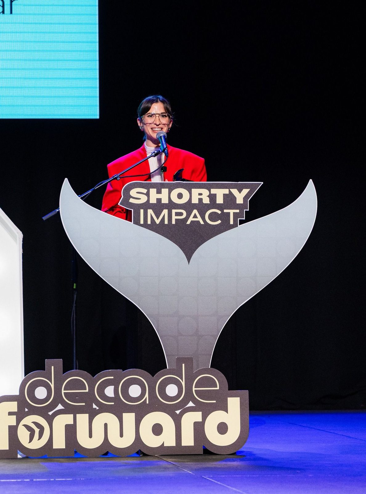Marina Mogilko speaking at the Shorty Impact Awards